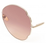 Chloé - Joni Round Sunglasses in Metal - Gold Red Orange - Chloé Eyewear