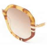Chloé - West Round Sunglasses in Bio-Based Material & Metal - Havana Brown - Chloé Eyewear
