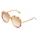 Chloé - West Round Sunglasses in Bio-Based Material & Metal - Havana Brown - Chloé Eyewear