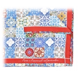 Fefè Napoli - Bordeaux Azulejo Silk Pocket Square - Pocket-Square - Handmade in Italy - Luxury Exclusive Collection