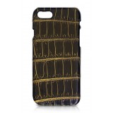 Ammoment - Nile Crocodile in Crack Black and Gold - Leather Cover - iPhone 8 / 7