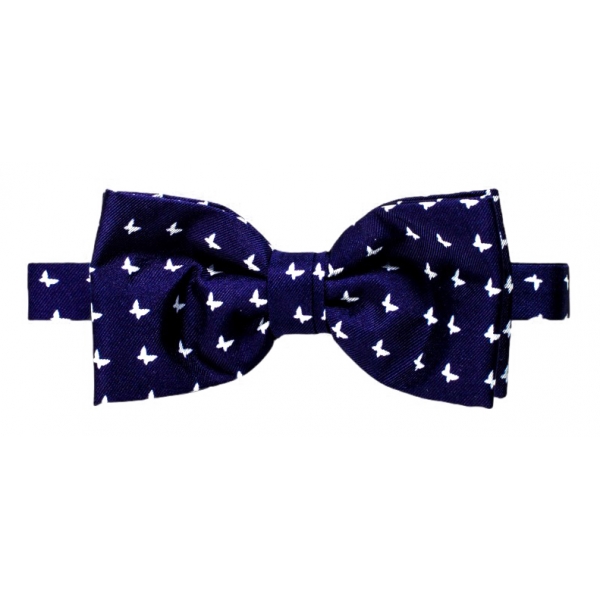Fefè Napoli - Blue Butterfly Silk Bow-Tie - Bow-Tie - Handmade in Italy - Luxury Exclusive Collection