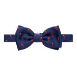 Fefè Napoli - Blue Lucky Horns Silk Bow-Tie - Bow-Tie - Handmade in Italy - Luxury Exclusive Collection