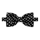 Fefè Napoli - Black Stars Silk Bow-Tie - Bow-Tie - Handmade in Italy - Luxury Exclusive Collection
