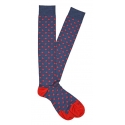 Fefè Napoli - Blue Hearts Dandy Men's Socks - Socks - Handmade in Italy - Luxury Exclusive Collection