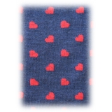 Fefè Napoli - Blue Hearts Dandy Men's Socks - Socks - Handmade in Italy - Luxury Exclusive Collection