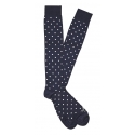 Fefè Napoli - Calzini Uomo Dandy Pois Blu - Calze - Handmade in Italy - Luxury Exclusive Collection