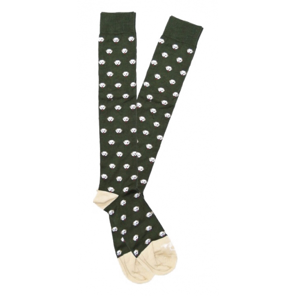 Fefè Napoli - Green Dog Dandy Men's Socks - Socks - Handmade in Italy - Luxury Exclusive Collection