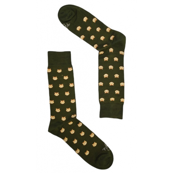 Fefè Napoli - Green Owls Short Scaramantia Men's Socks - Socks - Handmade in Italy - Luxury Exclusive Collection