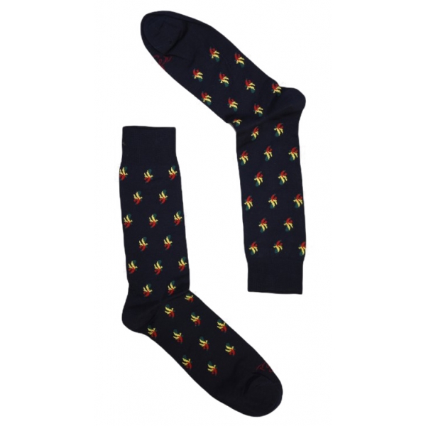 Fefè Napoli - Blue Ace Of Sticks Short Scaramantia Men's Socks - Socks - Handmade in Italy - Luxury Exclusive Collection
