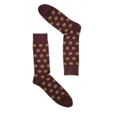 Fefè Napoli - Bordeaux Pretzel Short Dandy Men's Socks - Socks - Handmade in Italy - Luxury Exclusive Collection