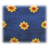 Fefè Napoli - Blue Flowers Short Dandy Men's Socks - Socks - Handmade in Italy - Luxury Exclusive Collection
