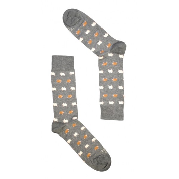 Fefè Napoli - Grey Sheep Short Dandy Men's Socks - Socks - Handmade in Italy - Luxury Exclusive Collection