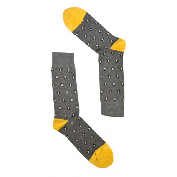 Fefè Napoli - Grey Penguin Short Dandy Men's Socks - Socks - Handmade in Italy - Luxury Exclusive Collection