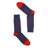 Fefè Napoli - Blue Heart Short Dandy Men's Socks - Socks - Handmade in Italy - Luxury Exclusive Collection