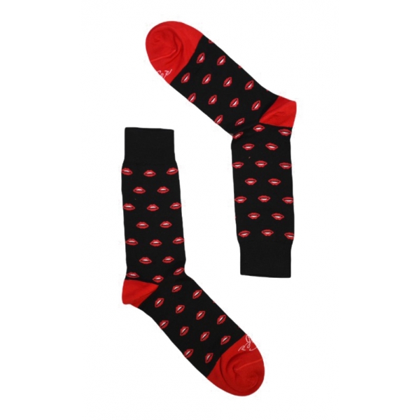 Fefè Napoli - Black Mouth Short Dandy Men's Socks - Socks - Handmade in Italy - Luxury Exclusive Collection