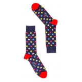 Fefè Napoli - Blue Pacman Short Dandy Men's Socks - Socks - Handmade in Italy - Luxury Exclusive Collection