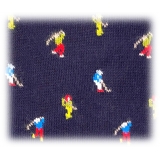 Fefè Napoli - Blue Golfer Short Dandy Men's Socks - Socks - Handmade in Italy - Luxury Exclusive Collection