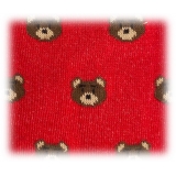 Fefè Napoli - Red Teddy Short Dandy Men's Socks - Socks - Handmade in Italy - Luxury Exclusive Collection