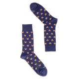 Fefè Napoli - Blue Teddy Short Dandy Men's Socks - Socks - Handmade in Italy - Luxury Exclusive Collection