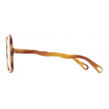 Chloé - Occhiali da Sole Squadrati Zelie in Materiale di Origine Bio - Bionda Havana Marrone Arancione - Chloé Eyewear