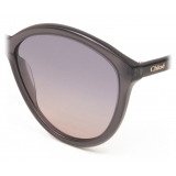 Chloé - Zelie Cat-Eye Sunglasses for Ladies in Bio-Based Material - Transparent Grey Blue Nude - Chloé Eyewear