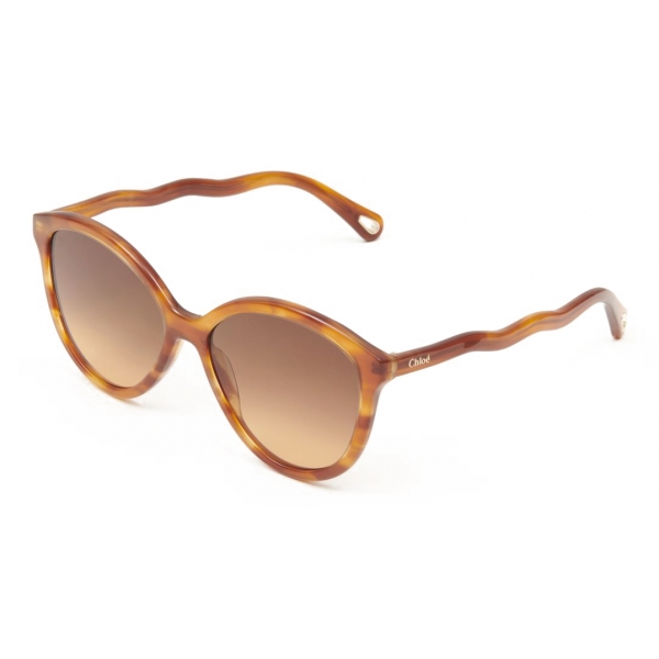 Chloé - Zelie Cat-Eye Sunglasses for Ladies in Bio-Based Material - Blonde Havana Brown Orange - Chloé Eyewear