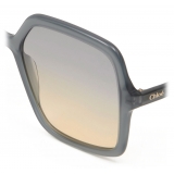 Chloé - Zelie Square Sunglasses in Bio-Based Material - Opal Blue Grey Orange - Chloé Eyewear