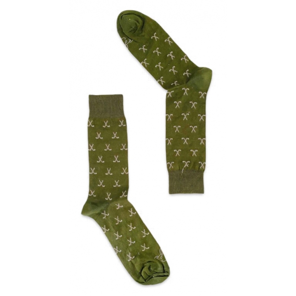 Fefè Napoli - Green Golf Short Dandy Men's Socks - Socks - Handmade in Italy - Luxury Exclusive Collection
