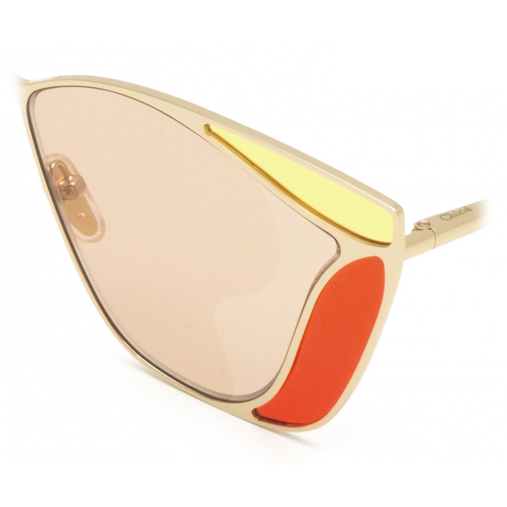 Chloé - Gemma Square Sunglasses for Women in Metal - Gold Peach - Chloé ...