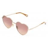 Chloé - Milane Heart-shaped Sunglasses in Metal - Gold Red Orange - Chloé Eyewear