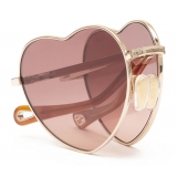 Chloé - Milane Heart-shaped Sunglasses in Metal - Gold Red Orange - Chloé Eyewear