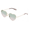Chloé - Occhiali da Sole a Forma di Cuore Milane in Metallo - Oro Verde Rosa - Chloé Eyewear