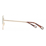 Chloé - Milane Heart-shaped Sunglasses in Metal - Gold Green Pink - Chloé Eyewear