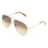 Chloé - Vitto Aviator Sunglasses for Women in Metal - Gold Pink Beige Brown - Chloé Eyewear