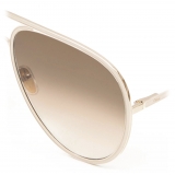 Chloé - Occhiali da Sole da Donna Vitto Aviatore in Metallo - Oro Rosa Beige Marrone - Chloé Eyewear