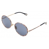 Chloé - Vitto Oval Sunglasses for Women in Metal - Gold Red Blue - Chloé Eyewear