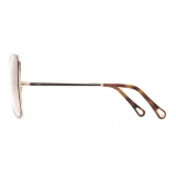 Chloé - Vitto Square Sunglasses in Metal - Gold Blue Brick - Chloé Eyewear