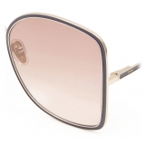 Chloé - Vitto Square Sunglasses in Metal - Gold Blue Brick - Chloé Eyewear