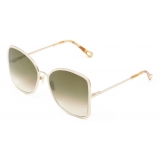 Chloé - Occhiali da Sole Squadrati Vitto in Metallo - Oro Rosa Beige Cachi - Chloé Eyewear