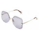 Chloé - YSE Square Sunglasses in Metal - Gold Violet - Chloé Eyewear