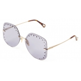 Chloé - YSE Square Sunglasses in Metal - Gold Violet - Chloé Eyewear