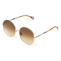 Chloé - Occhiali da Sole Rotondi Ulys in Metallo e Materiale di Origine Bio - Oro Brown Turchese - Chloé Eyewear