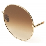 Chloé - Ulys Round Sunglasses in Metal & Bio-Based Material - Gold Brown Turquoise - Chloé Eyewear