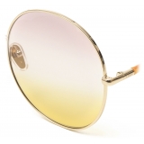 Chloé - Ulys Round Sunglasses in Metal & Bio-Based Material - Gold Purple Yellow - Chloé Eyewear