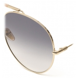 Chloé - Ulys Aviator Sunglasses for Women in Metal & Bio-Based Material - Gold Dark Grey Pink - Chloé Eyewear