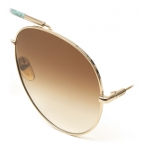 Chloé - Ulys Aviator Sunglasses for Women in Metal & Bio-Based Material - Gold Brown Turquoise - Chloé Eyewear