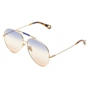 Chloé - Ulys Aviator Sunglasses for Women in Metal & Bio-Based Material - Gold Blue Beige Red - Chloé Eyewear