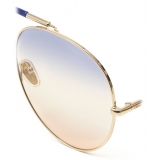 Chloé - Ulys Aviator Sunglasses for Women in Metal & Bio-Based Material - Gold Blue Beige Red - Chloé Eyewear