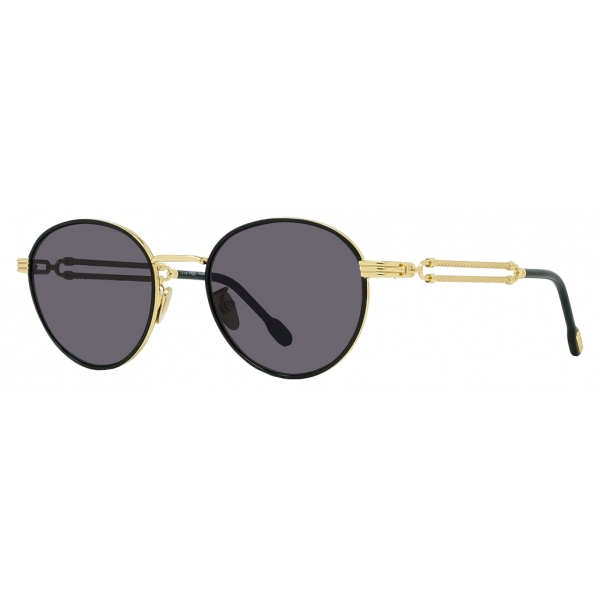 Fred - Force 10 Sunglasses - Black and Golden Round - Luxury - Fred Eyewear